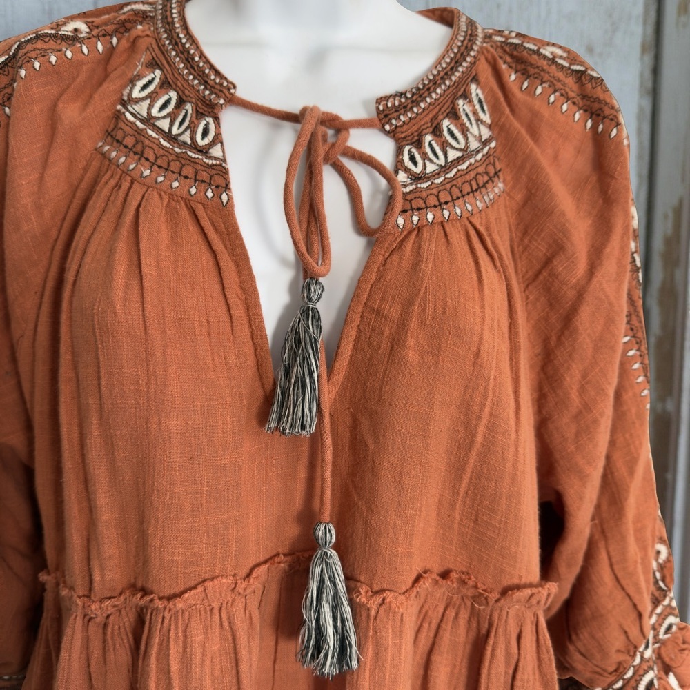 Free People Dream Weaver Tunic Top Terracotta Orange XS - Picture 4 of 11
